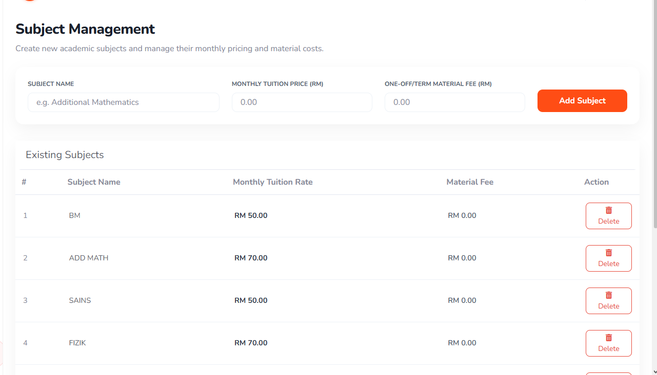 Payment & Fee System View